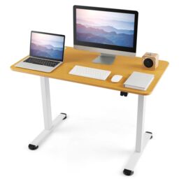 Costway 110 x 60cm Electric Height Adjustable Standing Desk Sit to Stand Computer Workstation Table in Natural - Size: 110 x 60 cm