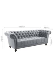 Birlea Chesterfield Sofa 3 Seater Chester Grey Velvet Studded Settee - thumbnail 7
