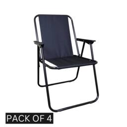 Samuel Alexander 4 Pack of Black Lightweight Foldable Canvas Chair with Plastic Armrests