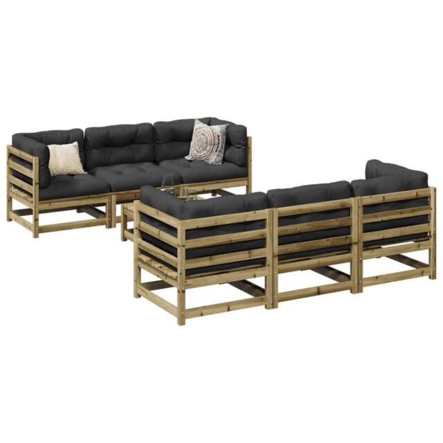 Berkfield Home 7 Piece Garden Sofa Set Impregnated Wood Pine in Brown