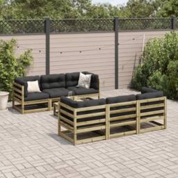 Berkfield Home 7 Piece Garden Sofa Set Impregnated Wood Pine in Brown - thumbnail 3