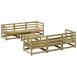 Berkfield Home 7 Piece Garden Sofa Set Impregnated Wood Pine in Brown - thumbnail 2