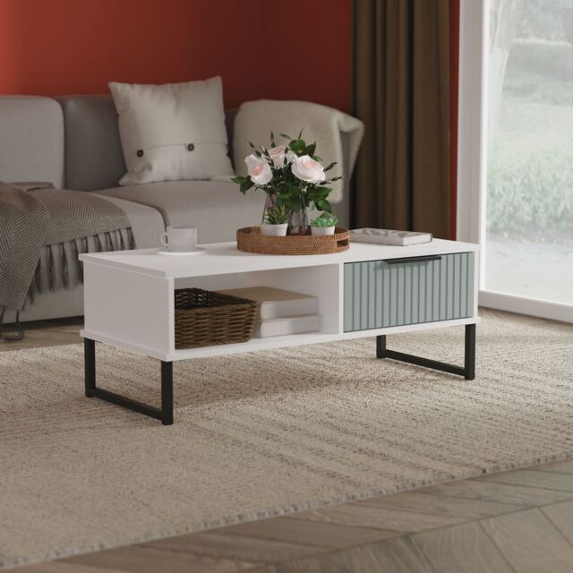 Ready Assembled 2 U Menai 1 Drawer Coffee Table (Ready Assembled) in Duck Egg Blue - image 1