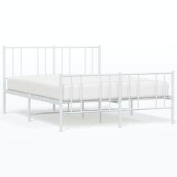 Berkfield Home Metal Bed Frame with Headboard & Footboard White 160x200 cm - thumbnail 2