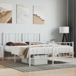 Berkfield Home Metal Bed Frame with Headboard & Footboard White 160x200 cm