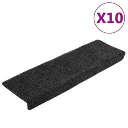Berkfield Home Stair Mats 10 pcs Grey 65x21x4 cm Needle Punch - Size: Medium - thumbnail 3
