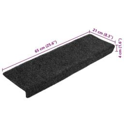 Berkfield Home Stair Mats 10 pcs Grey 65x21x4 cm Needle Punch - Size: Medium - thumbnail 8