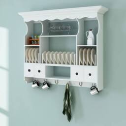 Berkfield Home Elegant Wooden Kitchen Wall Cabinet White - thumbnail 2