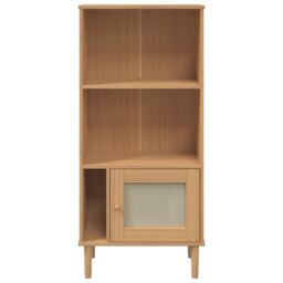 Berkfield Home Bookcase SENJA Rattan Look Brown 60x35x130 cm Solid Wood Pine - Size: 60 x 35 x 130 cm - thumbnail 5