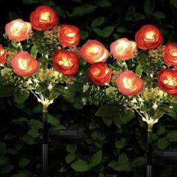 Havendro 2 Pack Pink rose Solar Powered Lights Outdoor Garden - thumbnail 3