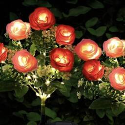 Havendro 2 Pack Pink rose Solar Powered Lights Outdoor Garden - thumbnail 2