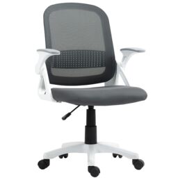 HOMCOM Ergonomic Swivel Computer Chair with Flip-up Armrests in Grey - thumbnail 2