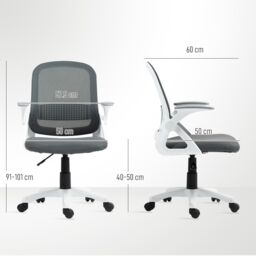 HOMCOM Ergonomic Swivel Computer Chair with Flip-up Armrests in Grey - thumbnail 3