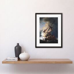 Artery8 Old Master Painting Rembrandt Christ Storm On Sea Of Galilee 1633 Disciples Biblical Scene Framed Wall Art Print Picture 12X16 inch - thumbnail 2
