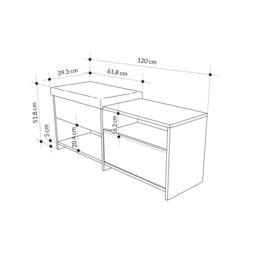 Decortie 'Filux' Shoe Storage Bench Sliding Seat Drop-Door 120cm in Natural - Size: 1 Pack - thumbnail 6