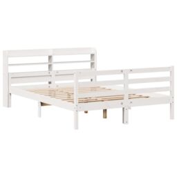Berkfield Home Bed Frame with Headboard without Mattress White 150x200 cm King Size - thumbnail 3