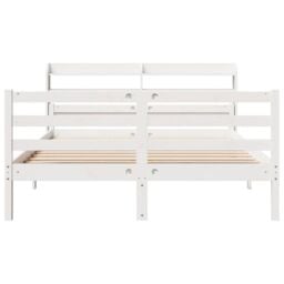 Berkfield Home Bed Frame with Headboard without Mattress White 150x200 cm King Size - thumbnail 4