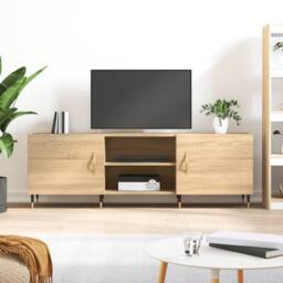 Berkfield Home TV Cabinet Sonoma Oak 150x30x50 cm Engineered Wood in Light Tan - Size: 150 x 30 x 50 cm - thumbnail 2