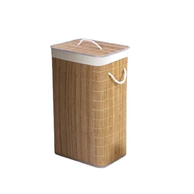 VOGREX Beige Foldable Large Bamboo Laundry Hamper - image 1