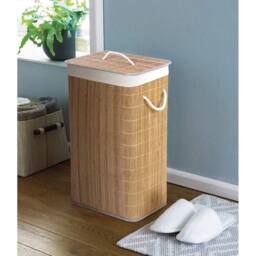 VOGREX Beige Foldable Large Bamboo Laundry Hamper - thumbnail 5