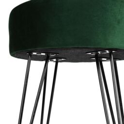 Harbour Housewares Round Velvet Footstool - H40 x D35cm - Black Hairpin Legs in Green - thumbnail 6