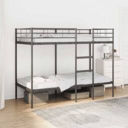 Berkfield Home Bunk Bed without Mattress Black 90x200 cm Steel - thumbnail 1