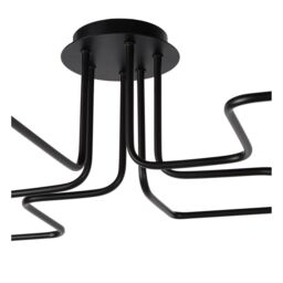 Lucide 'LESTER' Dimmable Stylish Indoor Decorative Flush Ceiling Light 6xE27 in Black - thumbnail 3