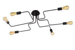 Lucide 'LESTER' Dimmable Stylish Indoor Decorative Flush Ceiling Light 6xE27 in Black - thumbnail 1