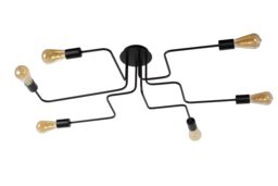 Lucide 'LESTER' Dimmable Stylish Indoor Decorative Flush Ceiling Light 6xE27 in Black - thumbnail 2