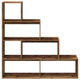Berkfield Home Room Divider Bookcase 4-Tier Old Wood 143.5x29x143.5 cm Engineered Wood in Brown - thumbnail 5