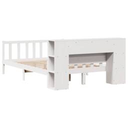 Berkfield Home Bookcase Bed Frame Wax Brown 150x200 cm King Size Solid Wood Pine in White - thumbnail 6
