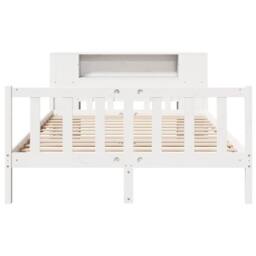 Berkfield Home Bookcase Bed Frame Wax Brown 150x200 cm King Size Solid Wood Pine in White - thumbnail 4