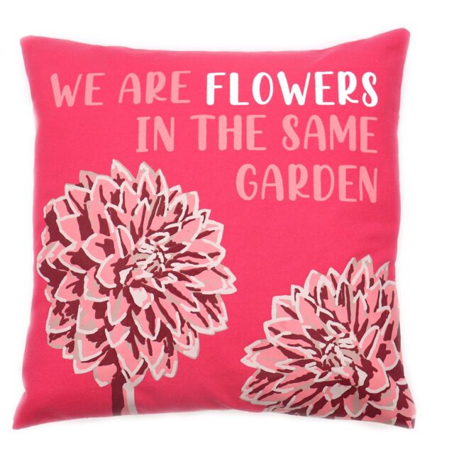 KDMD Printed Cotton Cushion Cover - We are Flowers - Olive, Pink & Natural - (Set of 3) - image 1