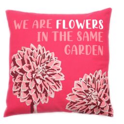 KDMD Printed Cotton Cushion Cover - We are Flowers - Olive, Pink & Natural - (Set of 3)