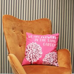 KDMD Printed Cotton Cushion Cover - We are Flowers - Olive, Pink & Natural - (Set of 3) - thumbnail 2