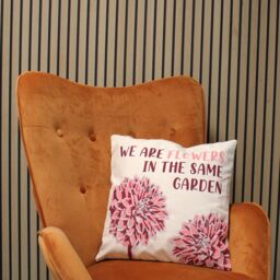 KDMD Printed Cotton Cushion Cover - We are Flowers - Olive, Pink & Natural - (Set of 3) - thumbnail 3