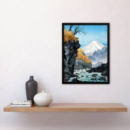 Artery8 Hiroaki Takahashi Framed Wall Art Print Foot Of Mount Ashitaka in Blue - Size: A4 - thumbnail 2
