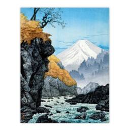 Artery8 Hiroaki Takahashi Framed Wall Art Print Foot Of Mount Ashitaka in Blue - Size: A4 - thumbnail 3