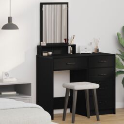 Berkfield Home Dressing Table with Drawers - Black Oak - 50x41x140 cm - Size: 50 x 41 x 140 cm - thumbnail 1