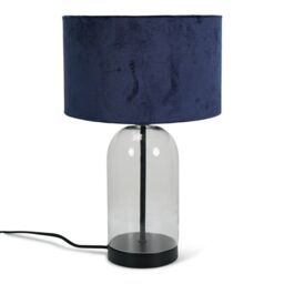 ValueLights Jessy Black Glass Table Lamp With Navy Blue Velvet Shade - thumbnail 2