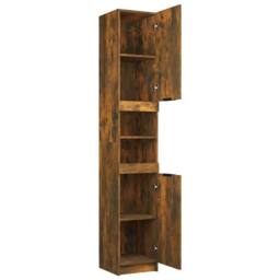 Berkfield Home Durable Bathroom Cabinet Smoked Oak 32x34x188.5 cm Engineered Wood in Brown - thumbnail 8