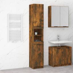 Berkfield Home Durable Bathroom Cabinet Smoked Oak 32x34x188.5 cm Engineered Wood in Brown - thumbnail 2