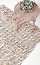 Homescapes Madras Leather Hemp Rug in Natural - Size: 90 cm x 150 cm - thumbnail 1