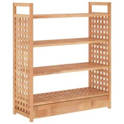 Berkfield Home Shoe Rack with Drawer 70x27x81 cm Solid Wood Walnut in Brown - Size: 70 x 27 x 81 cm - thumbnail 3