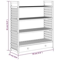 Berkfield Home Shoe Rack with Drawer 70x27x81 cm Solid Wood Walnut in Brown - Size: 70 x 27 x 81 cm - thumbnail 9