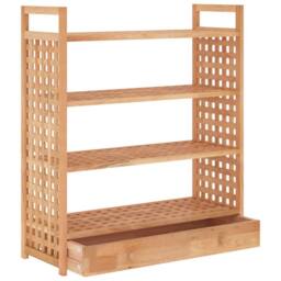 Berkfield Home Shoe Rack with Drawer 70x27x81 cm Solid Wood Walnut in Brown - Size: 70 x 27 x 81 cm - thumbnail 4