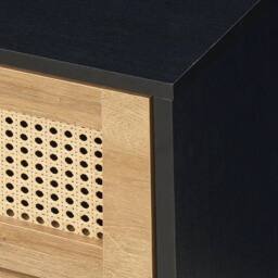 FORGEVIO Black PVC Rattan 2 Drawer Bedside Storage - thumbnail 3