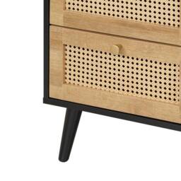 FORGEVIO Black PVC Rattan 2 Drawer Bedside Storage - thumbnail 5