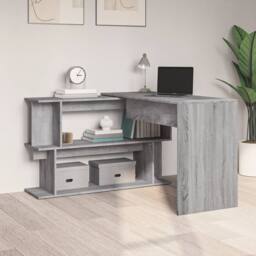 Berkfield Home Modern Corner Desk Grey Sonoma 200x50x76 cm Engineered Wood - Size: 200 x 50 x 76 cm