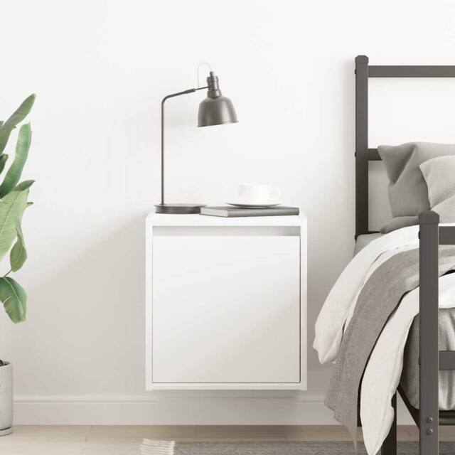 Berkfield Home Durable Wall-Mounted Bedside Cabinet White 38x34x40 cm - Size: 38 x 34 x 40 cm - image 1